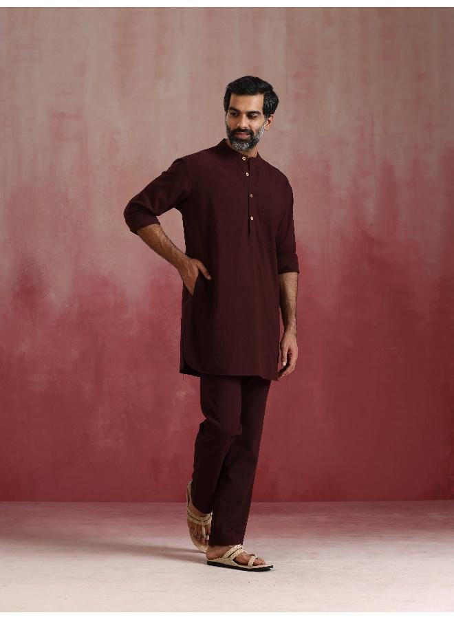 ترو برونز Men's Cola Cotton Mandarin Collar Kurta Co-ord set  - Image 2