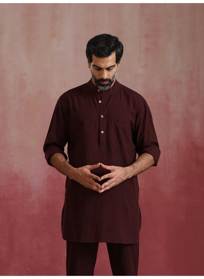 ترو برونز Men's Cola Cotton Mandarin Collar Kurta Co-ord set  - Image 5