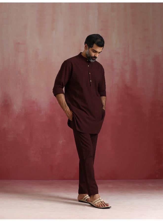 ترو برونز Men's Cola Cotton Mandarin Collar Kurta Co-ord set  - Image 3