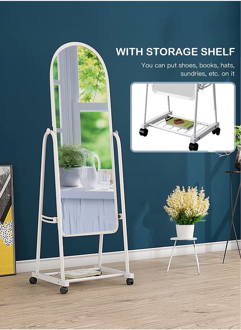 Roman Gifts Floor Standing Make Up Vanity Mirror Dressing Mirror For Bedroom Bathroom Porch Metal and Glass White 160 cm  - Image 1