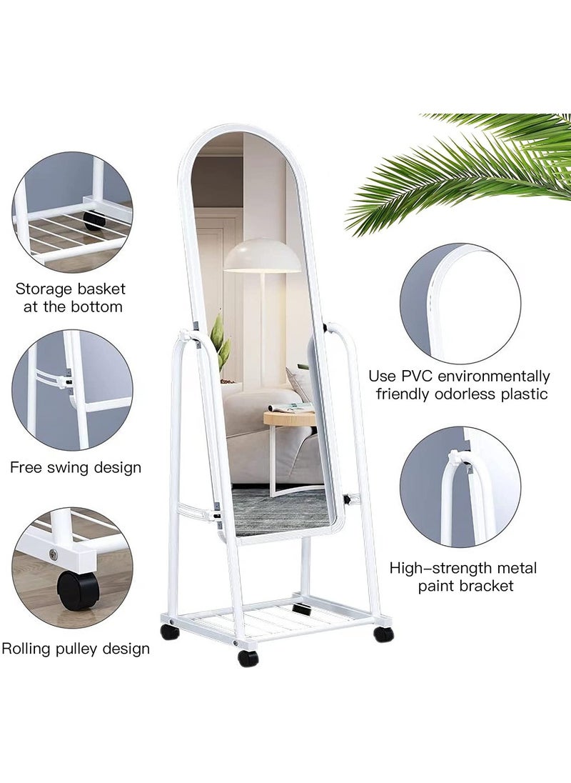 Roman Gifts Floor Standing Make Up Vanity Mirror Dressing Mirror For Bedroom Bathroom Porch Metal and Glass White 160 cm  - Image 3