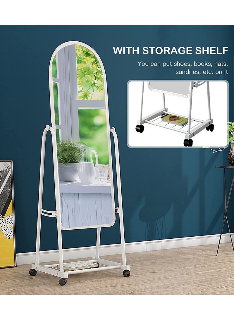 Roman Gifts Floor Standing Make Up Vanity Mirror Dressing Mirror For Bedroom Bathroom Porch Metal and Glass White 160 cm  - Image 5