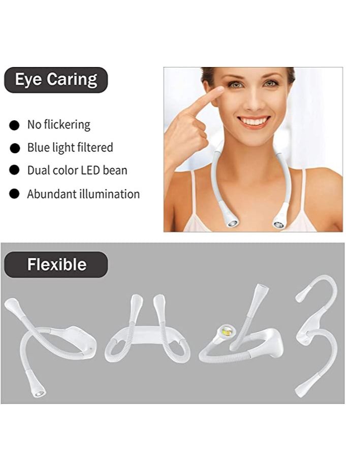 Neck Reading Light, 2000mAh Book Light for in Bed, 3 Colors Adjustable Brightness Up to 60 Hrs Reading, Knitting, Camping, USB Charging Outdoor Night Running - Image 1