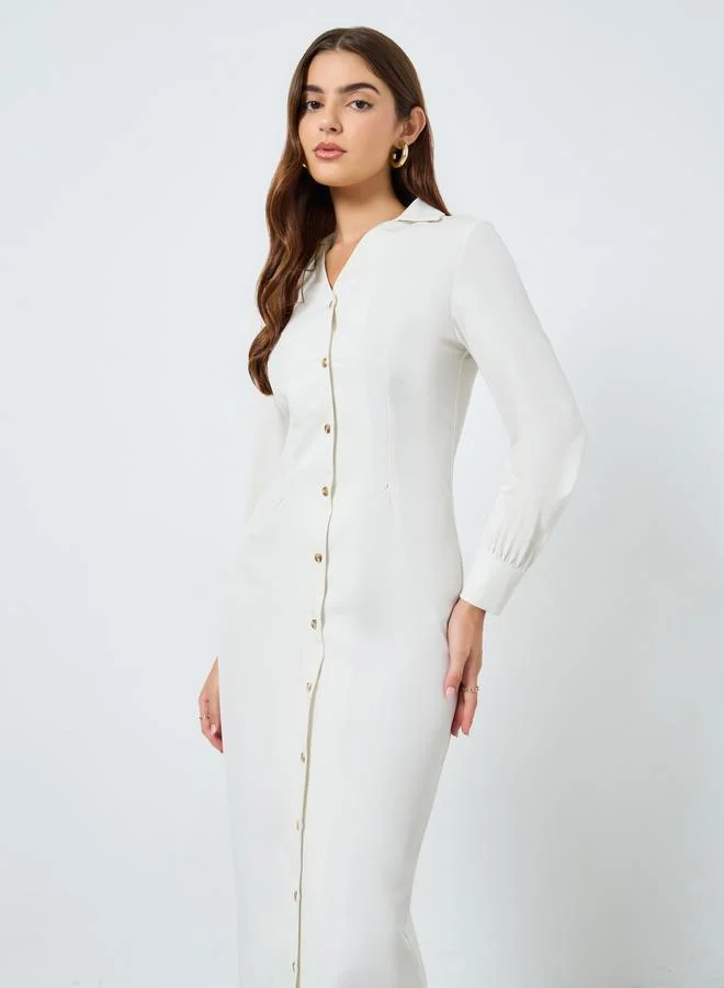 تايك تو فستان ميدي بقصة قميص سادة