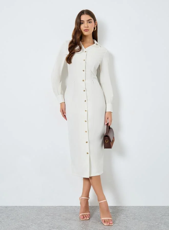 تايك تو فستان ميدي بقصة قميص سادة