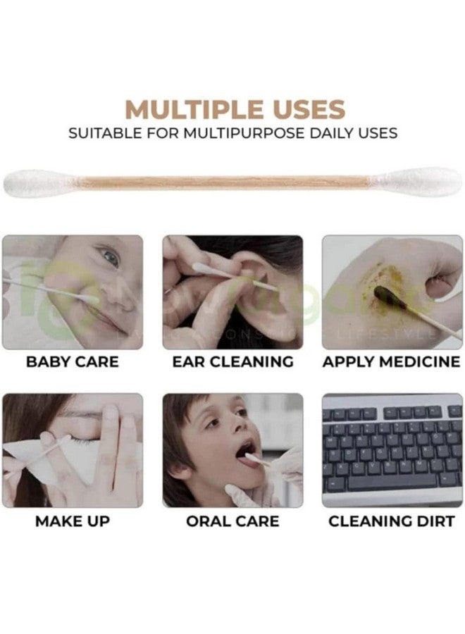 DCELLA DCELLA Bamboo Cotton Ear Buds | Swabs | Multipurpose Double Tip Cotton Earbuds | Swabs with Sustainable Bamboo Better Than Wooden Stick | Cotton Swabs for Ear (100 Sticks, Square Shape) (Pack of 2) - Image 5