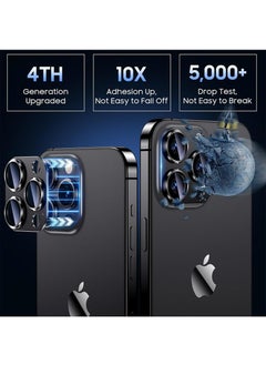 SNBFA Camera Lens Protector for iPhone 16 Pro and iPhone 16 Pro Max ,  [Not Easy to Break][Strong Adsorption][Case-Friendly] Metal Tempered Glass Rear Camera Screen Cover - Black  - Image 2