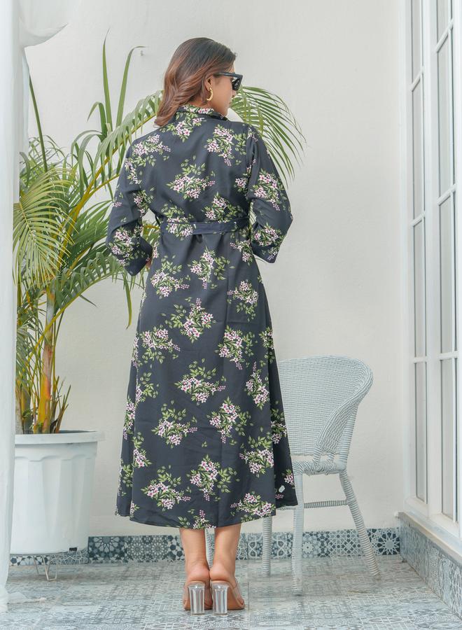 دي دبليو فستان ميدي بياقة قميص مطبوع بالزهور من - Image 3