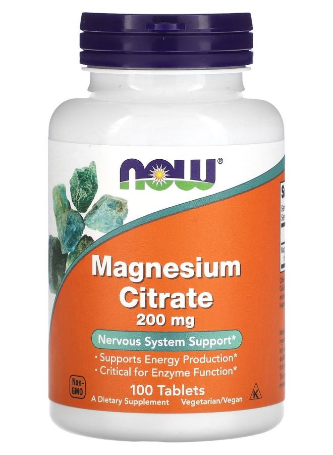 now Magnesium Citrate 200 mg 100 Tablets