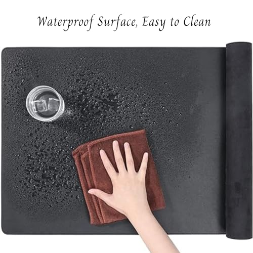 Aropana Anti-Slip Extended Mouse Pad | PU Vegan Leather Desk Mat | Large Computer Desk Protector Pad with Suede Base for Keyboard, Laptop, Office & Home (90x45CM, Black) - Image 4