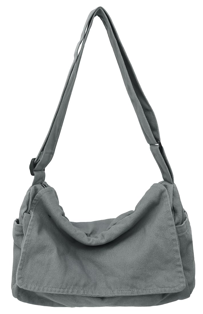 Collsants Messenger Bag for Women Men Satchel Bag Canvas Crossbody Shoulder Bag Casual Sling Bag (dark grey) - Image 1