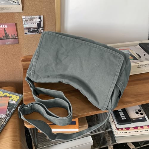 Collsants Messenger Bag for Women Men Satchel Bag Canvas Crossbody Shoulder Bag Casual Sling Bag (dark grey) - Image 4