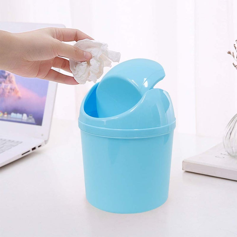 SITAKE 2 Pcs Plastic Mini Wastebasket Trash Can with Swing Lid with 120 Trash Bags, Tiny Desktop Waste Garbage Bin for Home, Office, Kitchen, Vanity Tabletop, Bedroom, Bathroom (Blue + Purple) - Image 3