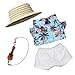 Clothes for 67in17cm Doll 4Piece Set Summer Vacation Style Outfit for 67in17cm Dolls Doll Clothes SetIncludes Hat ShortSleeve Shirt Pants and Miniature Guitar SV02 - Image 4