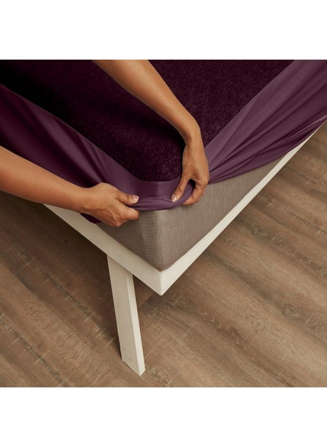 Wakefit Wakefit Cotton Feel Ultra Soft Waterproof Mattress Protector | Breathable - Hypoallergenic Mattresses Cover 75" x 48" - Double, Beetroot - Image 1