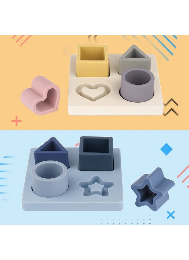 haakaa - Baby Silicone Shape Puzzle Baby Stacking Toys & Teething Toys Silicone Stacking Blocks Montessori Toys For 3M+ Babies Bpafree. Starlight. - Image 1
