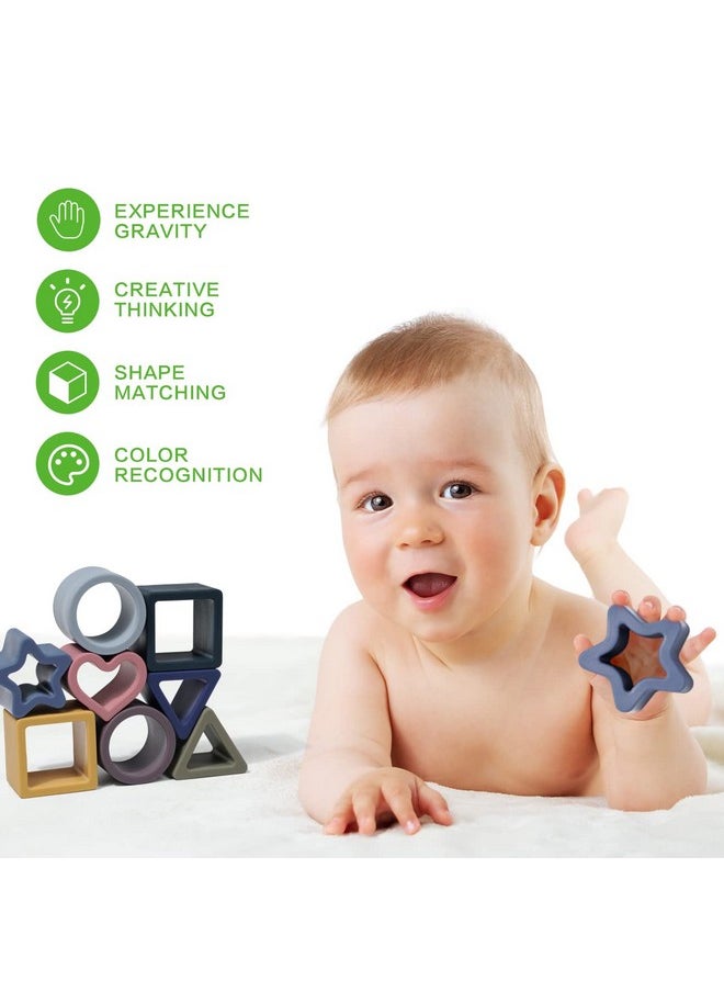 haakaa - Baby Silicone Shape Puzzle Baby Stacking Toys & Teething Toys Silicone Stacking Blocks Montessori Toys For 3M+ Babies Bpafree. Starlight. - Image 1