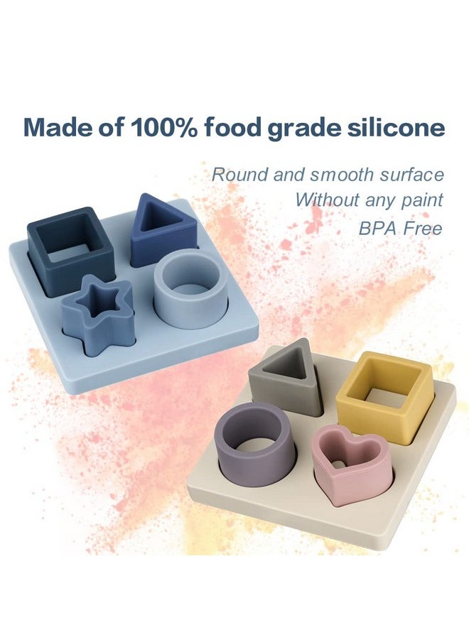 haakaa - Baby Silicone Shape Puzzle Baby Stacking Toys & Teething Toys Silicone Stacking Blocks Montessori Toys For 3M+ Babies Bpafree. Starlight. - Image 1