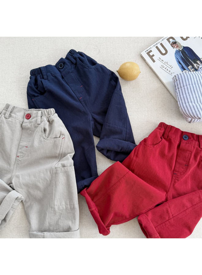 Autumn Huzhou Zhili Children's Clothing, Children's Autumn Style Washed Cotton Work Pants, Girls' And Boys' Pants - Image 5