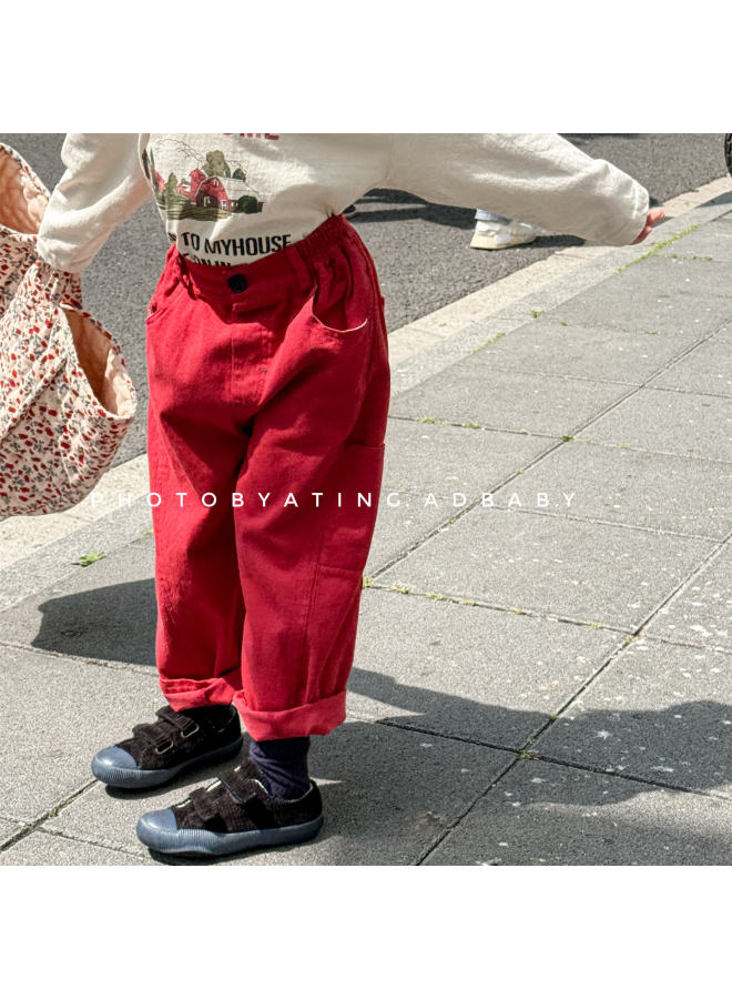 Autumn Huzhou Zhili Children's Clothing, Children's Autumn Style Washed Cotton Work Pants, Girls' And Boys' Pants - Image 3