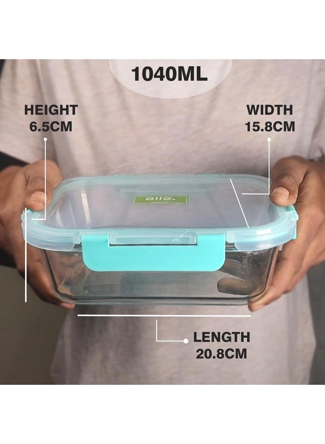 Allo FoodSafe Glass Containers with Lids with Break Free Lock, Oven Microwave Safe Containers, High Borosilicate Meal Prep Glass Food Storage Containers for Kitchen, 1040ml, Rectangle - Image 5