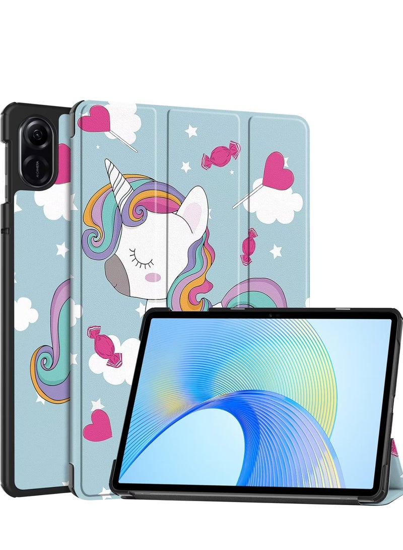 لـ HUAWEI Honor Pad X9 / X8 Pro غطاء الحالة ، الاستيقاظ / النوم التلقائي ، لمس الجلد المريح ، غطاء واقي ثلاثي الوقوف النحيف ، يونيكورن - Image 1