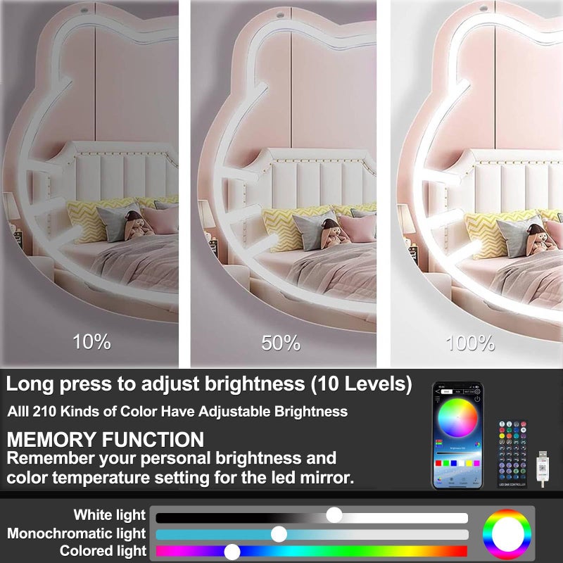 UIWEBABA Hello Kit Mirror,Dimmable Hello Kit Vanity Mirror with Lights 200+ Kinds of Color,Acrylic Hello Kit Led Mirror with Remote & App Control, Kit Neon Mirror Wall, Children's Favorite - Image 3