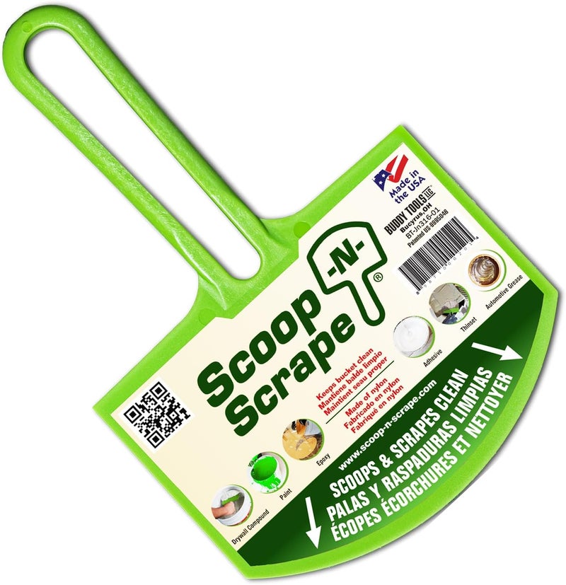 Buddy Tools LLC Buddy Tools Scoop-N-Scrape - Efficient Bucket Scoop for 5-Gallon - Lightweight and Durable Curved Bucket Trowel - Made with Heavy-Duty Nylon - Scrapes Clean, No More Shavings - Image 1