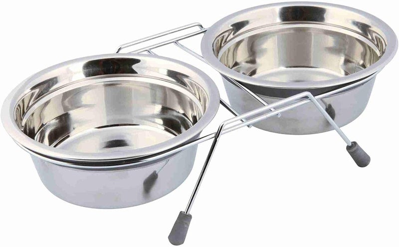 Trixie Eat on Feet Anti-Rattle Steel Bowl Set for Dogs - 900ML - Image 1
