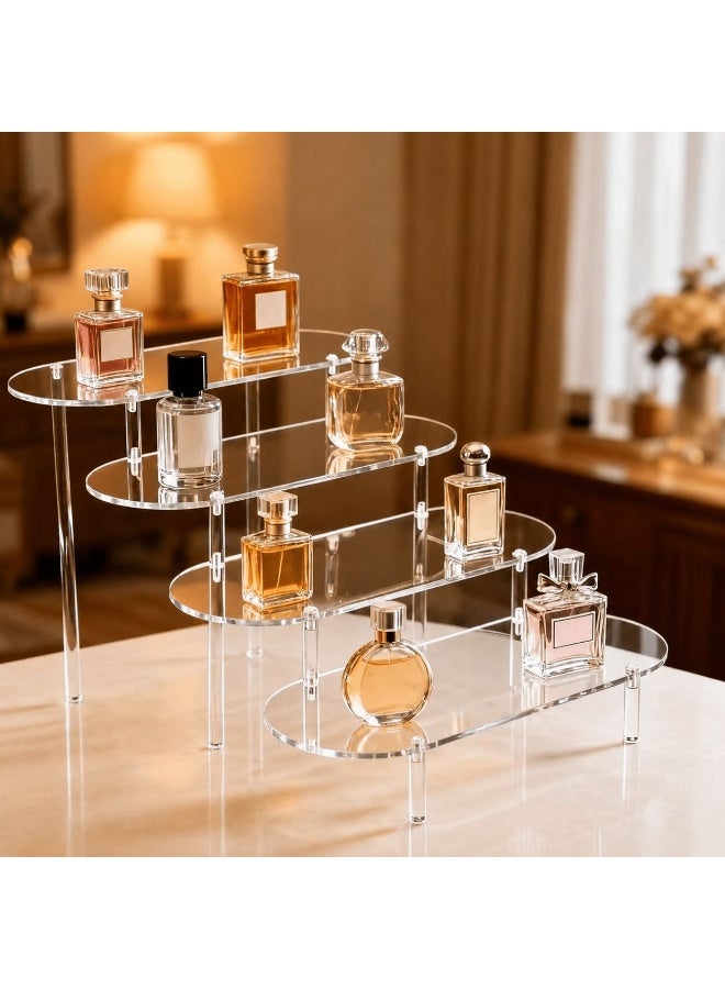 استاند اكريلك شفاف، منظم عطور أربعة مستويات، ستاند عطور شفاف، حامل عرض أكريليك للكب كيك، والتماثيل، والحلويات، والعطور،والمقتنيات - Image 1