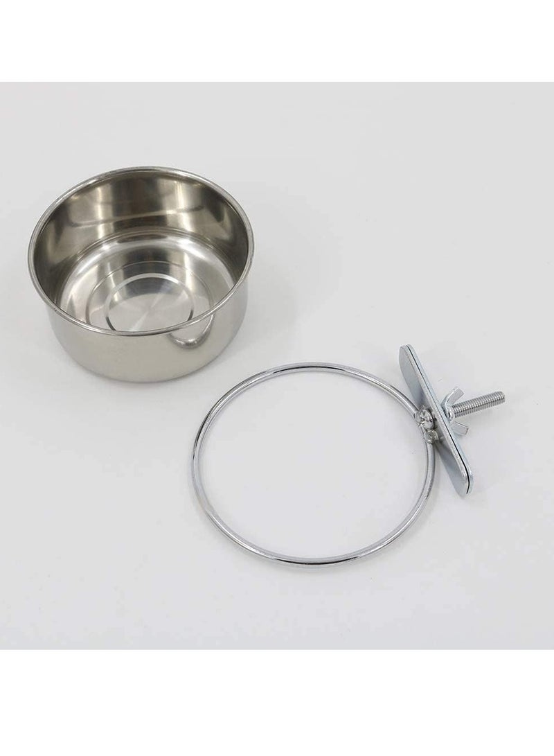 سيلكفكس 2 حزمة قفص الطيور تغذية البذور الحيوانات الأليفة الغذاء وعاء المياه الفولاذ المقاوم للصدأ الببغاء تغذية كوب طبق مع حامل المشبك للببغاء المتوسطة والكبيرة - Image 2