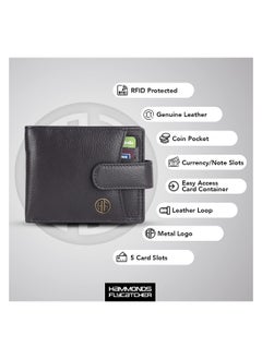 HAMMONDS FLYCATCHER HAMMONDS FLYCATCHER Genuine Leather Wallet for Men - RFID Protected Leather Purse for Men, Money Purse for Men - 5 Card Slots, Coin Pocket, Hidden Pockets, Metal Snap Button - Grey  - Image 2