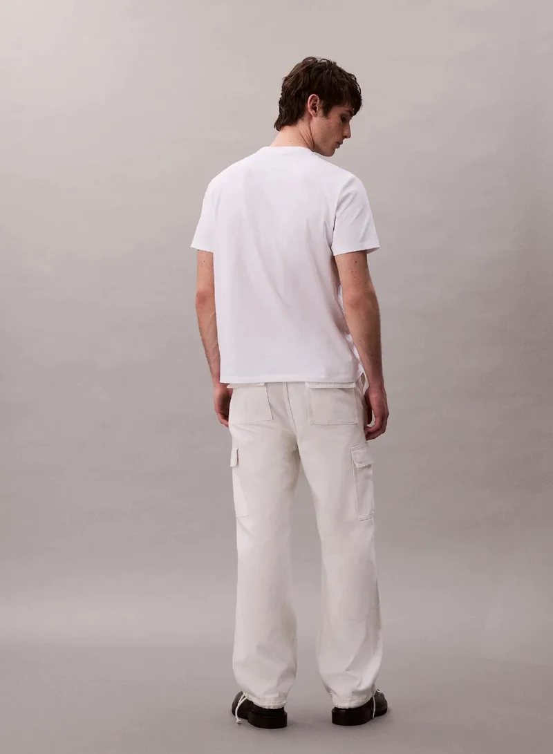 Calvin Klein Jeans Brilliant White Monogram Logo Easy Tee for Men | Best Price UAE