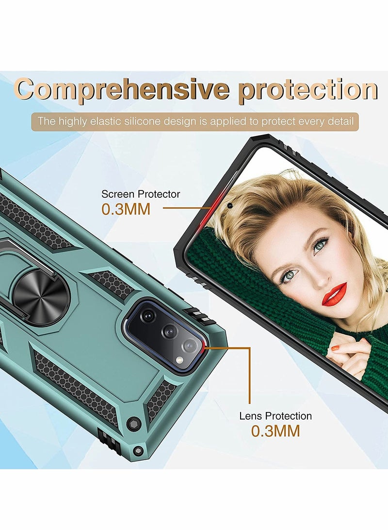 Barakah Compatible for Samsung Galaxy S20 FE 5G Case Rugged Military Grade Shockproof Anti-Drop Phone Case S20 FE Cover Case Ring Holder - Image 2