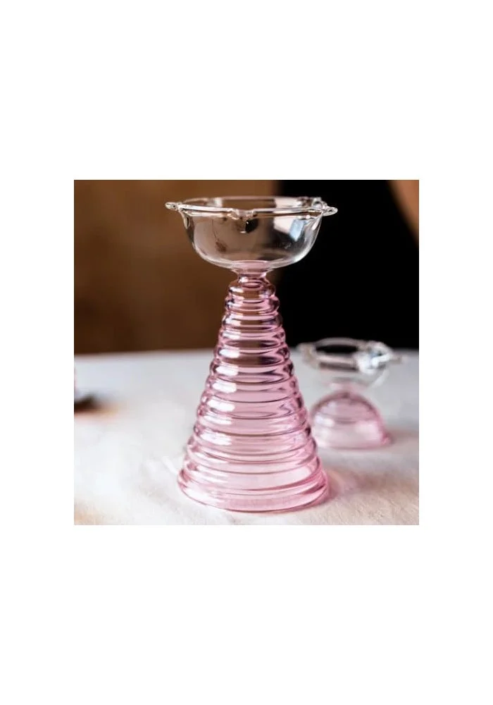 Muun Home MUUN HOME Glass Diya Pair Set (Tall + Short Diya) for Decor, Festival, Wedding, Pooja Room - Pink Color