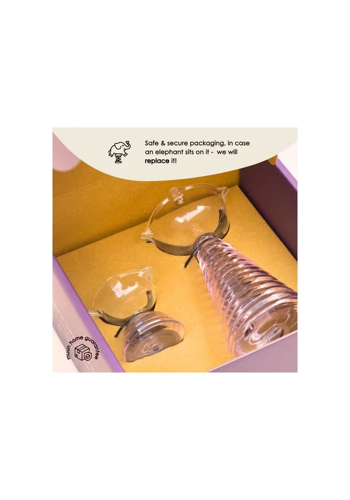 Muun Home MUUN HOME Glass Diya Pair Set (Tall + Short Diya) for Decor, Festival, Wedding, Pooja Room - Pink Color