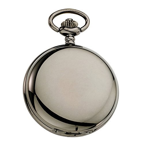 Gotham Men's Gunmetal Railroad Polished Finish Covered Quartz Pocket Watch # GWC15044BBK - Image 2