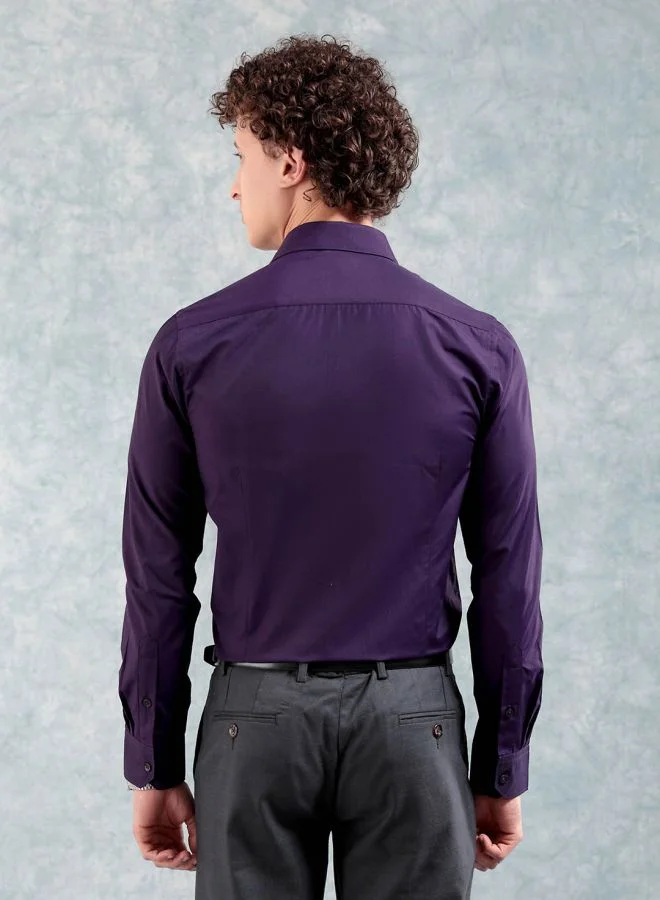شركة المرآب الهندية Men Slim Fit Solid Full Sleeves Cutaway Collar Formal Shirt