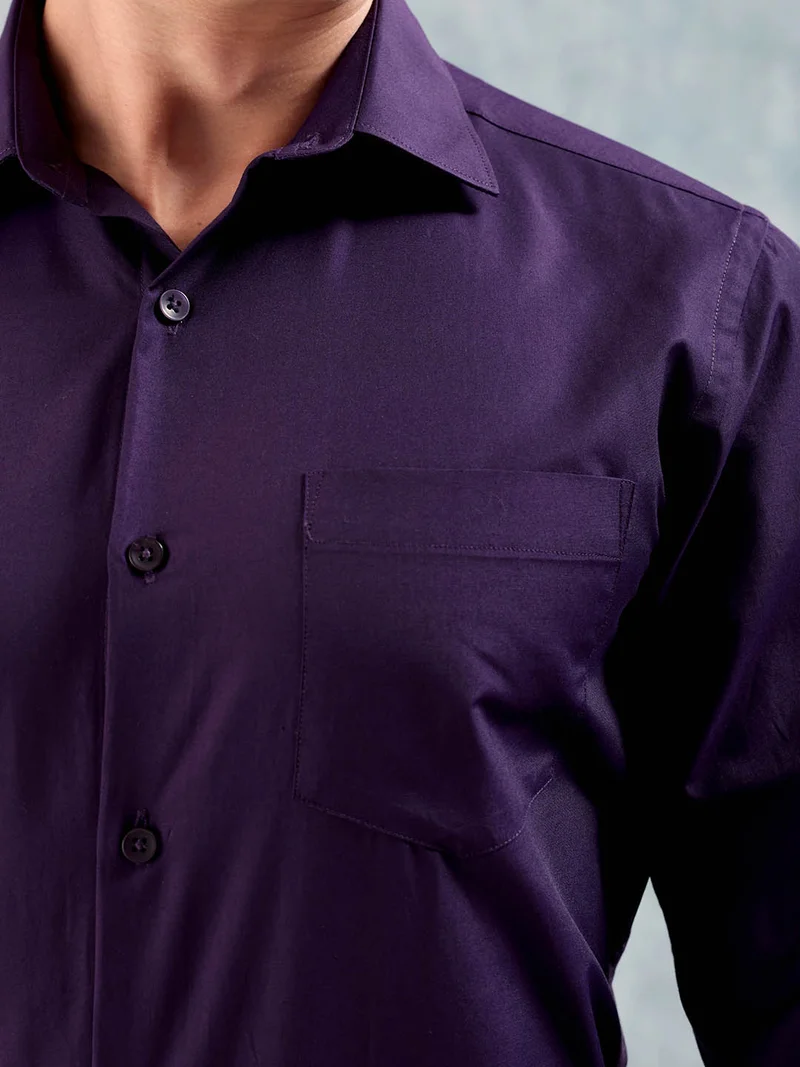 شركة المرآب الهندية Men Slim Fit Solid Full Sleeves Cutaway Collar Formal Shirt