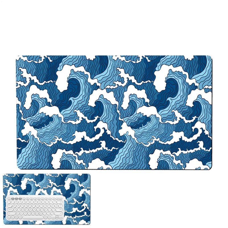 Large Blue Topographic Pattern Desk Pad With Non Slip Rubber Base - Image 2