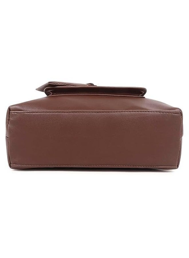 Chic Styles Fashion Faux Leather Canvas Handbag With Zip Pocket for Women, Office Bag, Shoulder Tote for Ladies, College Girls (Brown) - Image 3