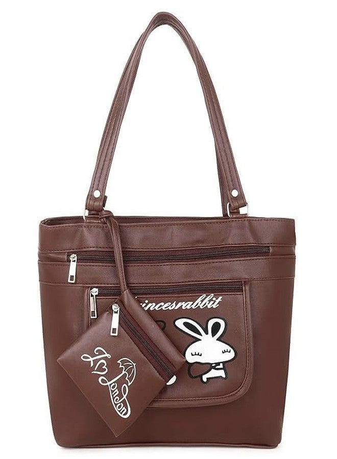 Chic Styles Fashion Faux Leather Canvas Handbag With Zip Pocket for Women, Office Bag, Shoulder Tote for Ladies, College Girls (Brown) - Image 1