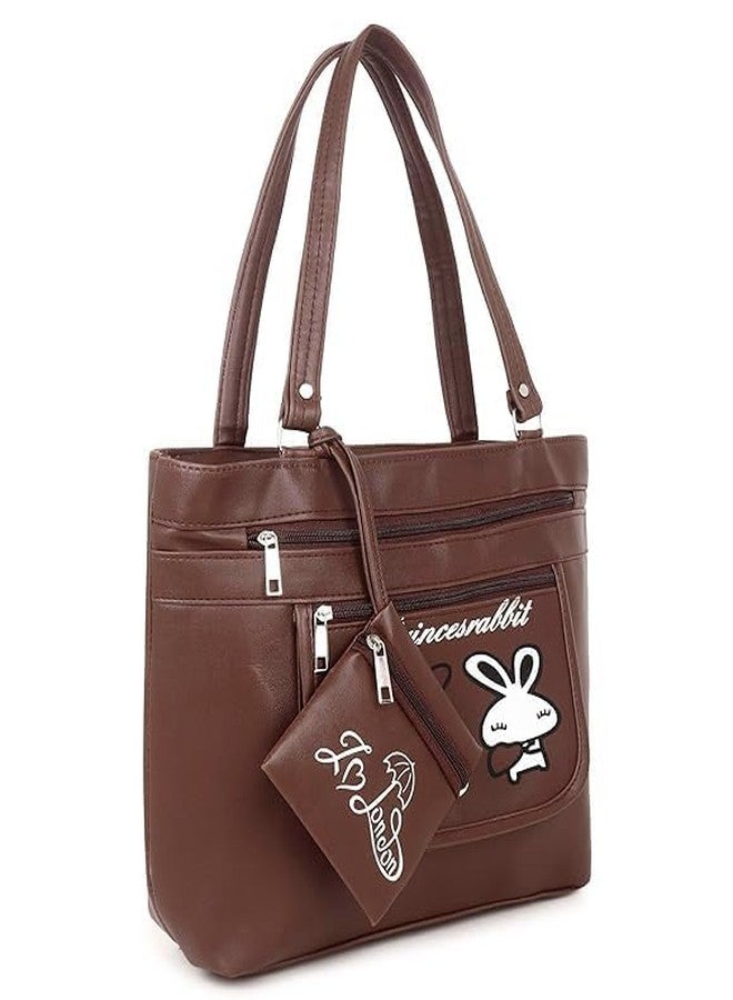 Chic Styles Fashion Faux Leather Canvas Handbag With Zip Pocket for Women, Office Bag, Shoulder Tote for Ladies, College Girls (Brown) - Image 5