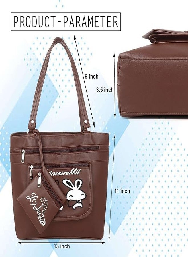 Chic Styles Fashion Faux Leather Canvas Handbag With Zip Pocket for Women, Office Bag, Shoulder Tote for Ladies, College Girls (Brown) - Image 4