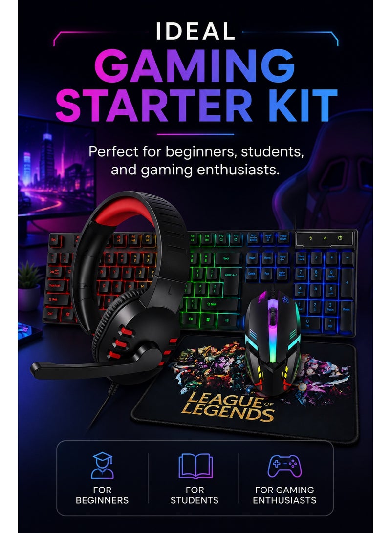 Gamix 4-in-1 RGB Gaming Combo Pack Wired Keyboard Mouse Headset and Mouse Pad for PC and Laptop - Image 4