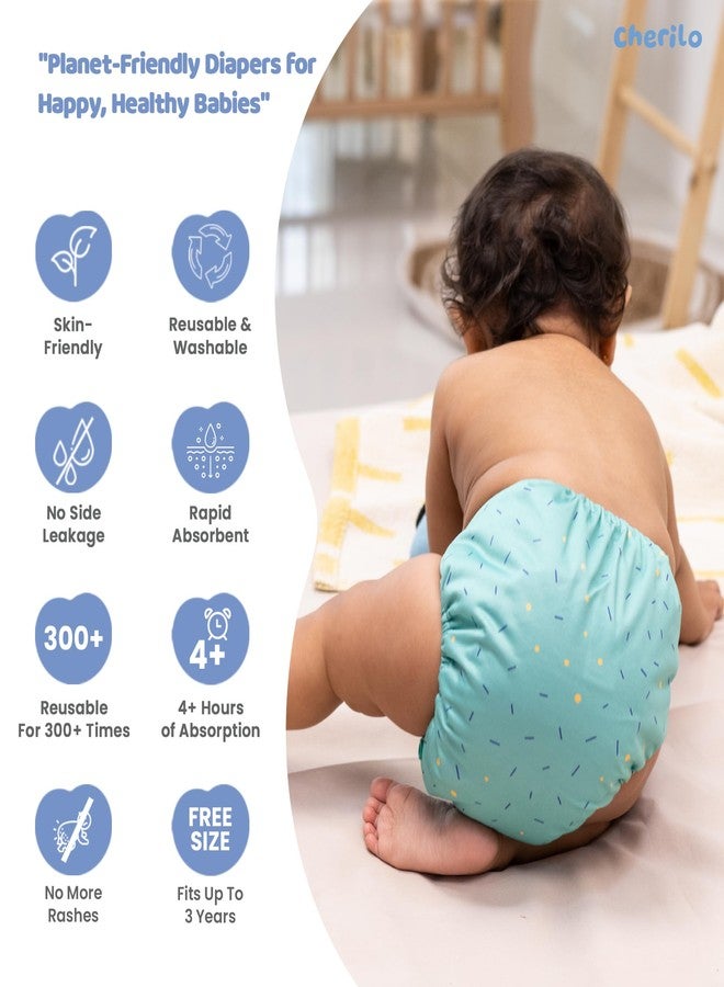 Cherilo Reusable Cloth Diaper for New Born Baby 0 to 3 years, Leakproof, Washable Cloth Diapers, No Side Leakage, Adjustable Free Size Pocket Diaper (Starlink Pattern Diaper + 1 Insert) - Image 3