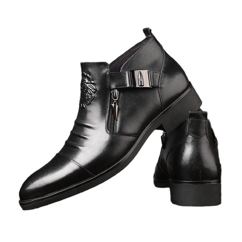 Men'S High-Top Business Formal Men'S Boots High-End Handmade Fleece-Lined Warm Martin Boots - Image 1