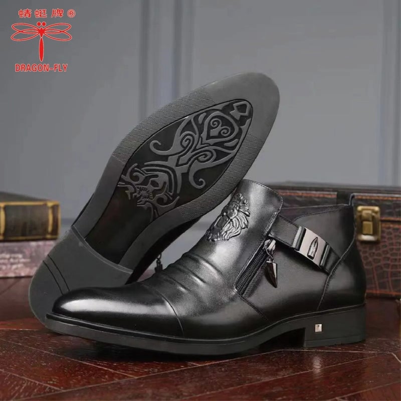 Men'S High-Top Business Formal Men'S Boots High-End Handmade Fleece-Lined Warm Martin Boots - Image 5