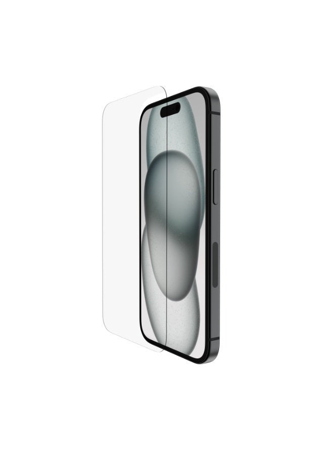 belkin Screenforce Ultraglass 2 Treated Iphone 15 Screen Protector, Scratch-Resistant, 9H Hardness Tested Glass, Slim Design, Full Screen Coverage, Includes Easy Align Tray For Bubble-Free Application Clear - Image 1
