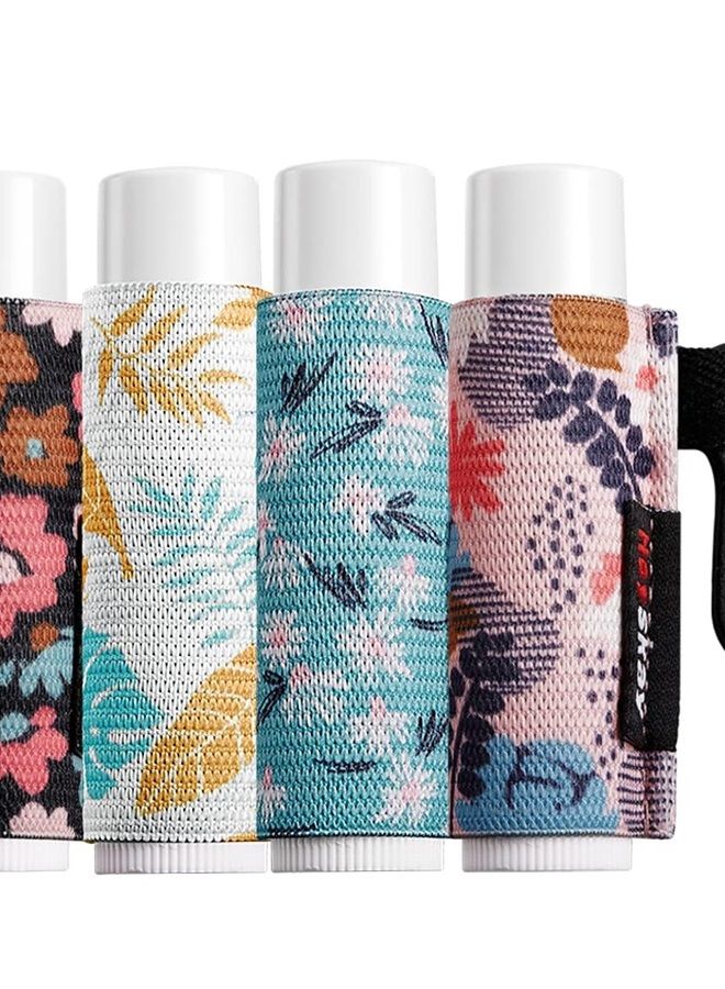 Generic HEYSKAY Lip Balm Holder Sleeves Keychain Chapstick Elastic Sleeves (Floral patterns)  - Image 1